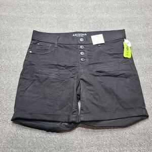 Arizona Jean Co Shorts Womens‎ 16 1/2 Plus Black Midi Stretch Button Fly Cuffed